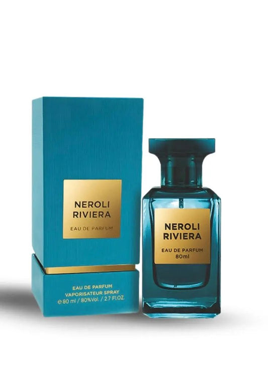 Parfum Neroli Riviera de Fragrance World - Une fragrance unisexe inspirée de Neroli Portofino de Tom Ford. Explorez ce parfum au Maroc sur Sentoria.ma, votre parfumerie en ligne à Casablanca. Découvrez des parfums unisexes uniques et envoûtants.