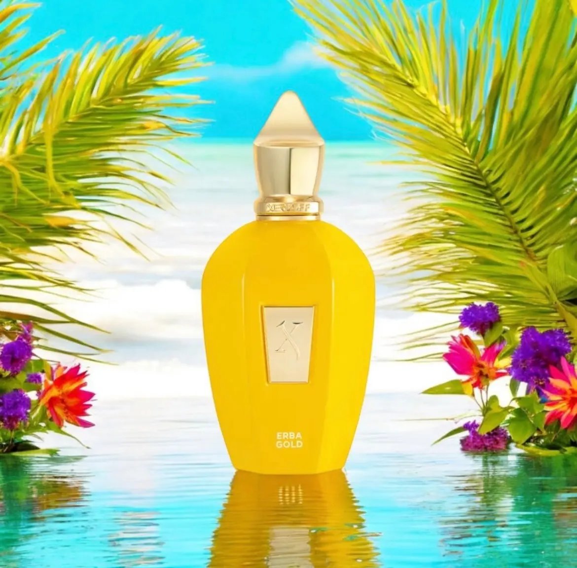 Xerjoff Erba Gold, parfum de niche unisexe aux accords fruités et épicés.